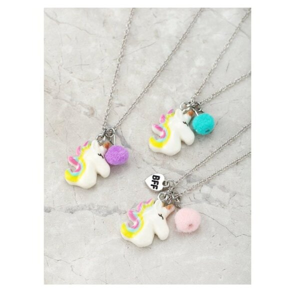 Wonder Nation Girls BFF Unicorn Necklace Set – 3-Piece Friendship Jewelry - Picture 2 of 2